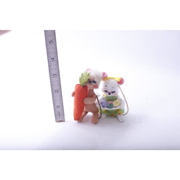 Easter Mice, Flocked Figures, 3 1/2", Mini Soft Figurines, Holiday Decor, - Picture 2 of 2